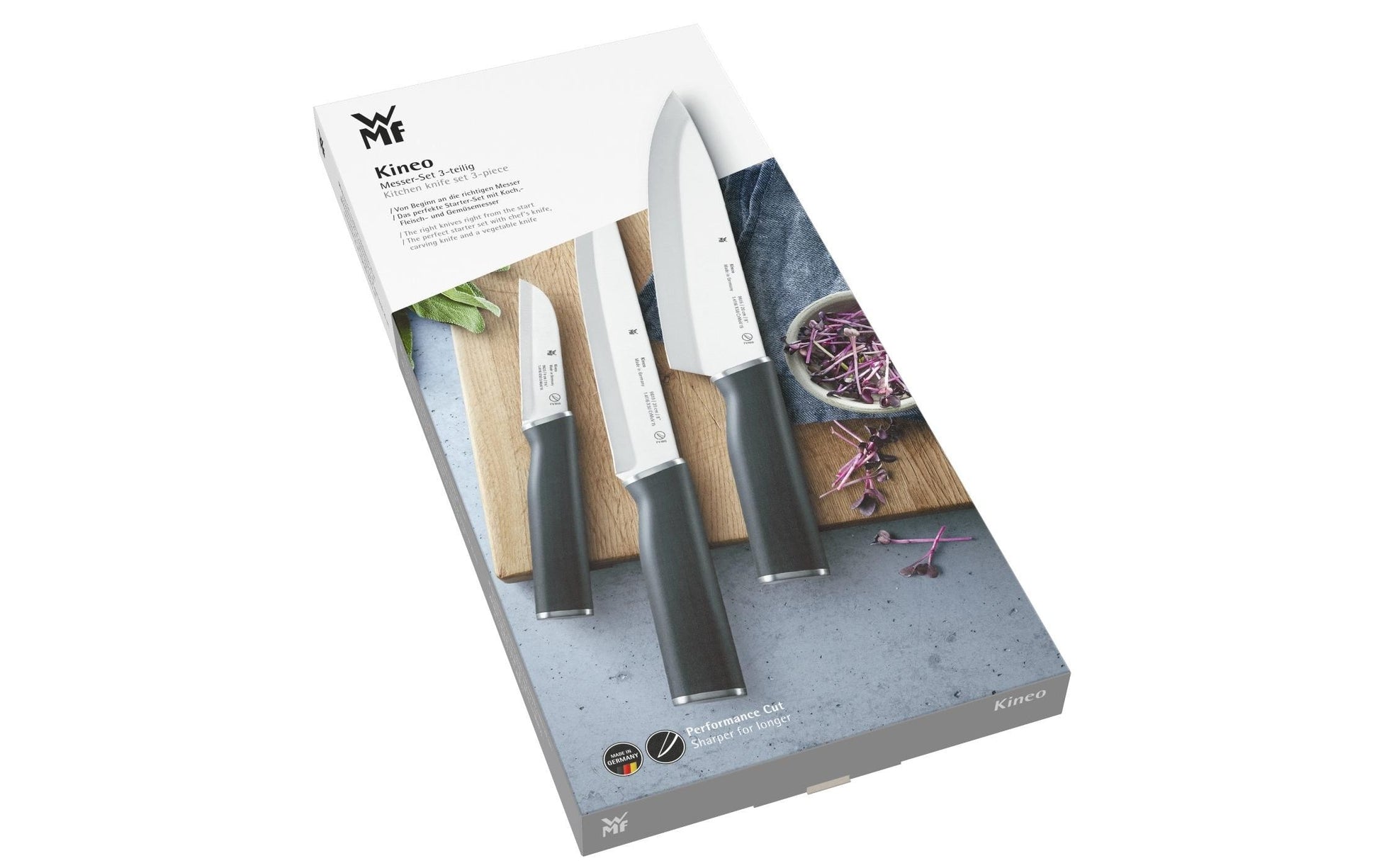 WMF Kineo – Messerset 3-teilig, 18 cm Klinge, Cromargan (Edelstahl), Kunststoffgriff, schwarz