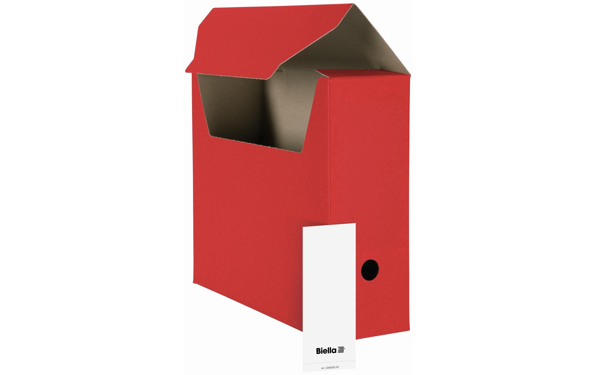 Biella Archivschachtel A4 – mit Einsteckdeckel, Griffloch, 330 × 270 × 100 mm, Rot, Karton, 10er Pack