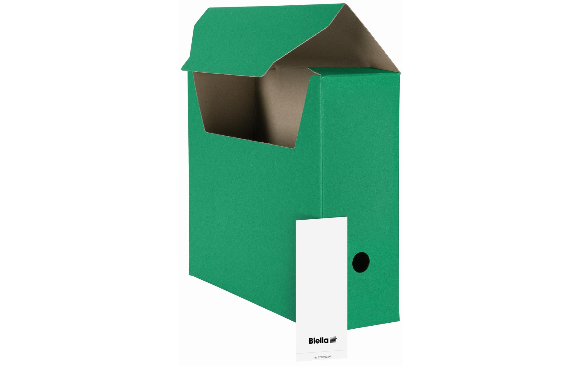 Biella Archivschachtel A4 – mit Einsteckdeckel, Griffloch, 330 × 270 × 100 mm, Grün, 10er Pack