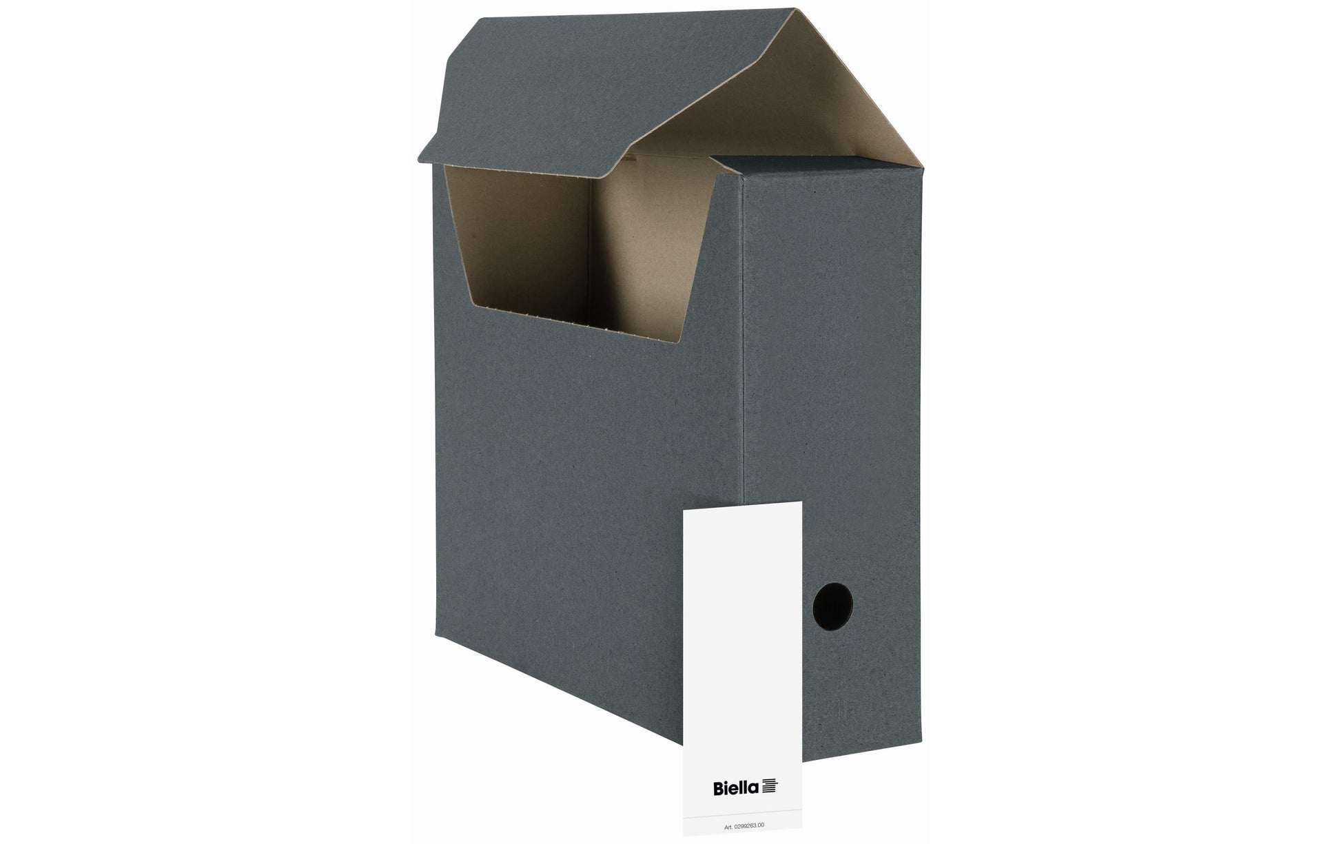 Biella Archivschachtel A4 – mit Einsteckdeckel, mit Griffloch, 330 × 270 × 100 mm, Dunkelgrau, Karton, 10er Pack