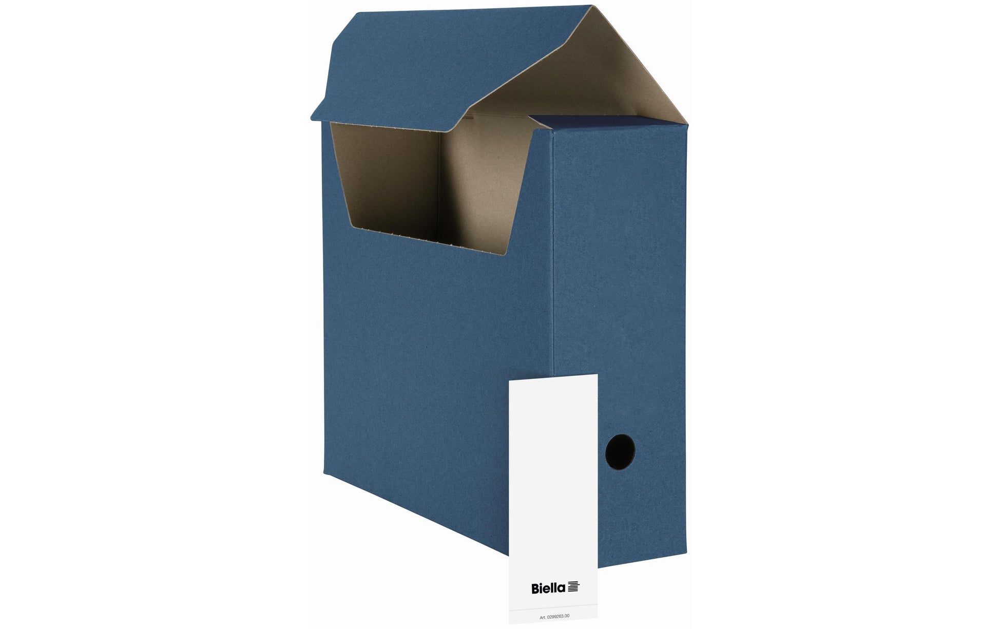 Biella Archivschachtel A4 – mit Einsteckdeckel, Griffloch, 330 × 270 × 100 mm, Blau, Karton, 10er Pack