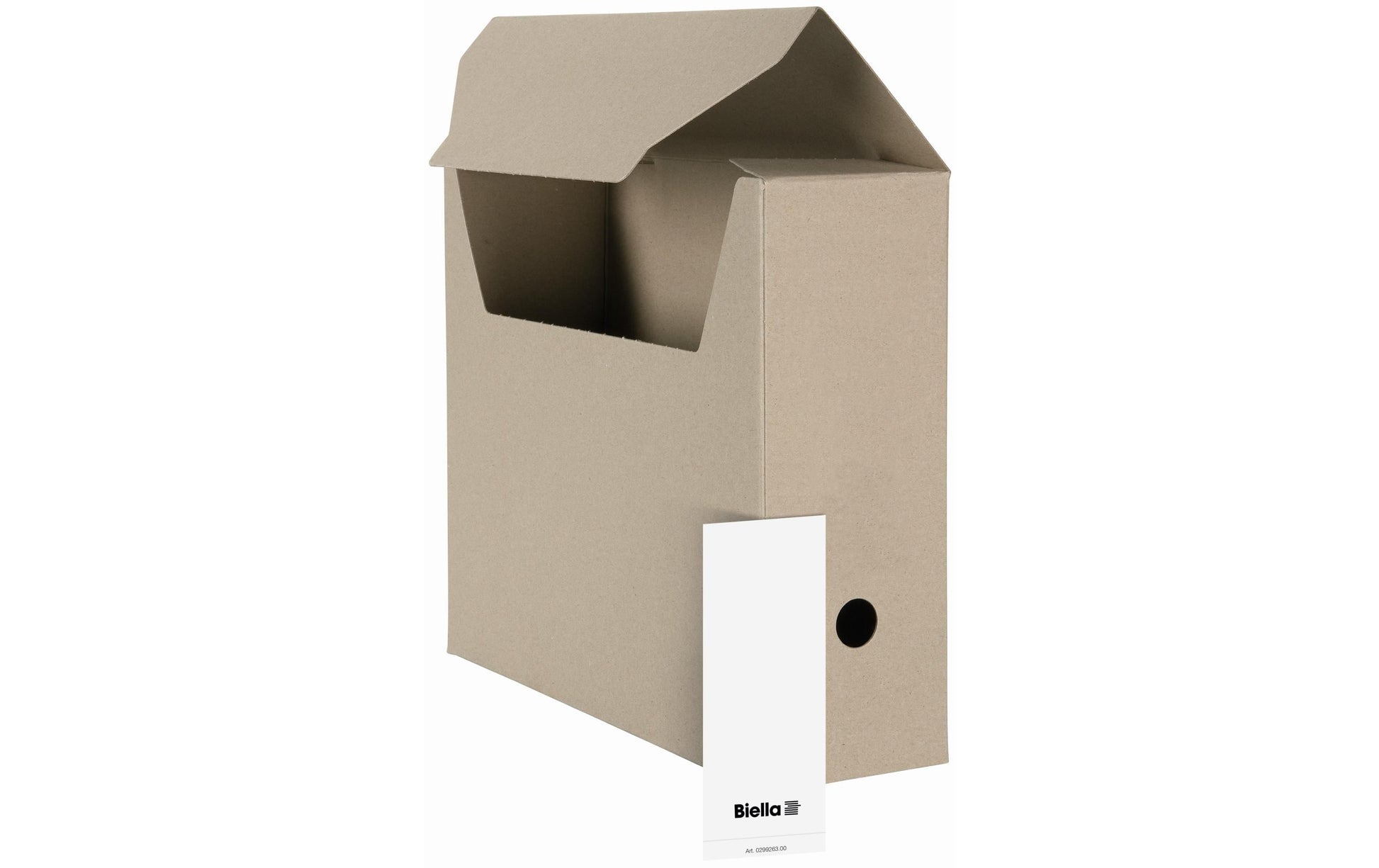 Biella Archivschachtel A4 – mit Einsteckdeckel, mit Griffloch, 330 × 270 × 100 mm, beige, Karton, 10er Pack