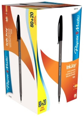 Papermate InkJoy 100 Kugelschreiber – 100er Pack, Schwarz, Spitze 1 mm, Deckel