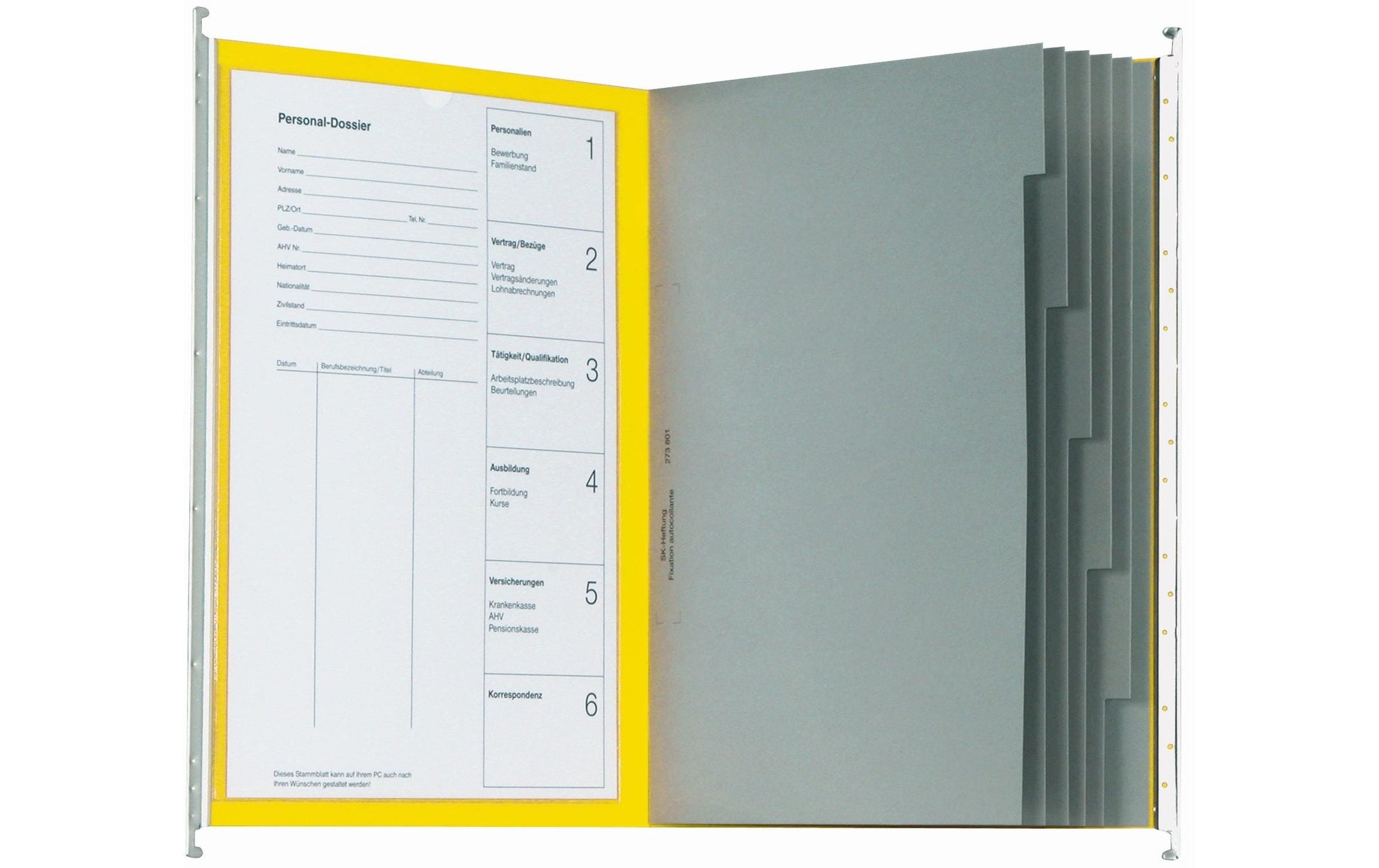 Biella Hängeordner für A4 – Karton, Gelb, 320 × 250 mm, mit Vordruck