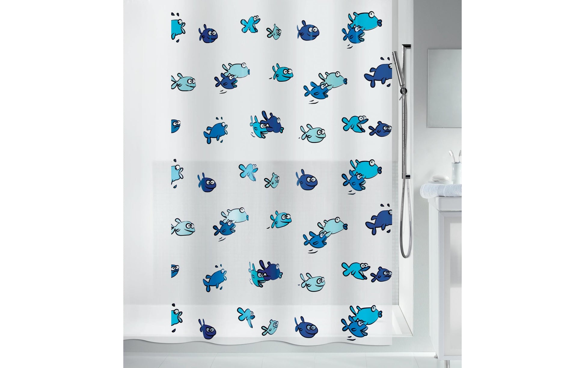 Spirella Hugo Duschvorhang – gemustert – 180 × 200 cm – Blau – Polyethylen-Vinylacetat (PEVA)