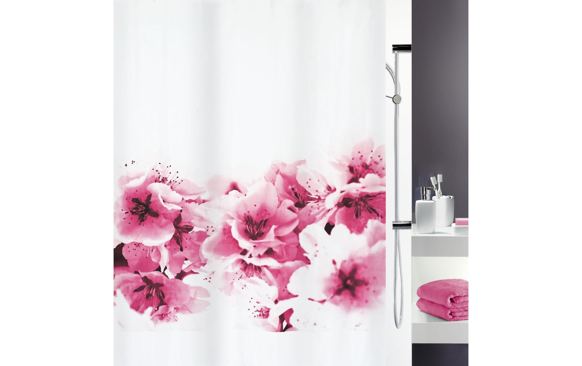Spirella Duschvorhang Amanda – 180×200 cm, Polyester, Rosa