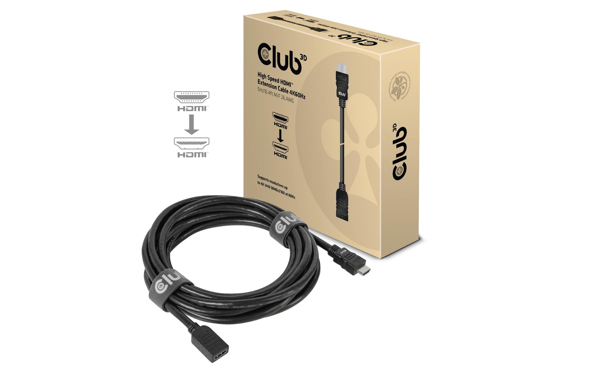 CLUB3D Club 3D HDMI Verlängerungskabel HDMI 2.0 – 4K 60 Hz – 5 m – HDR