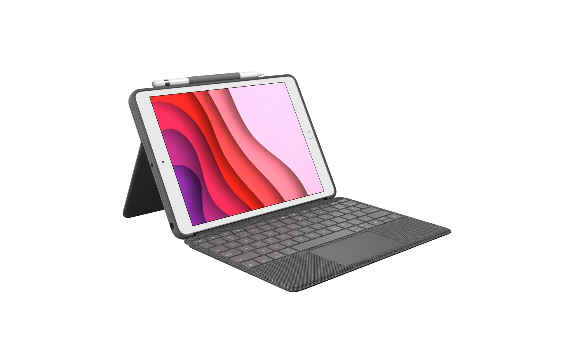 Logitech Combo Touch – Tastatur, CH-Layout (DE-CH), mit Touchpad, Grau – für iPad 7. & 8. Generation