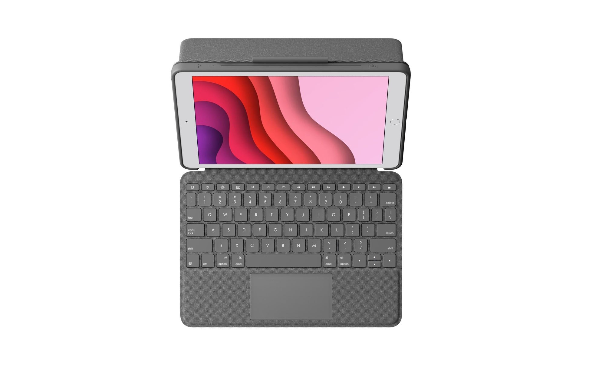 Logitech Combo Touch – Tastatur, CH-Layout (DE-CH), mit Touchpad, Grau – für iPad 7. & 8. Generation