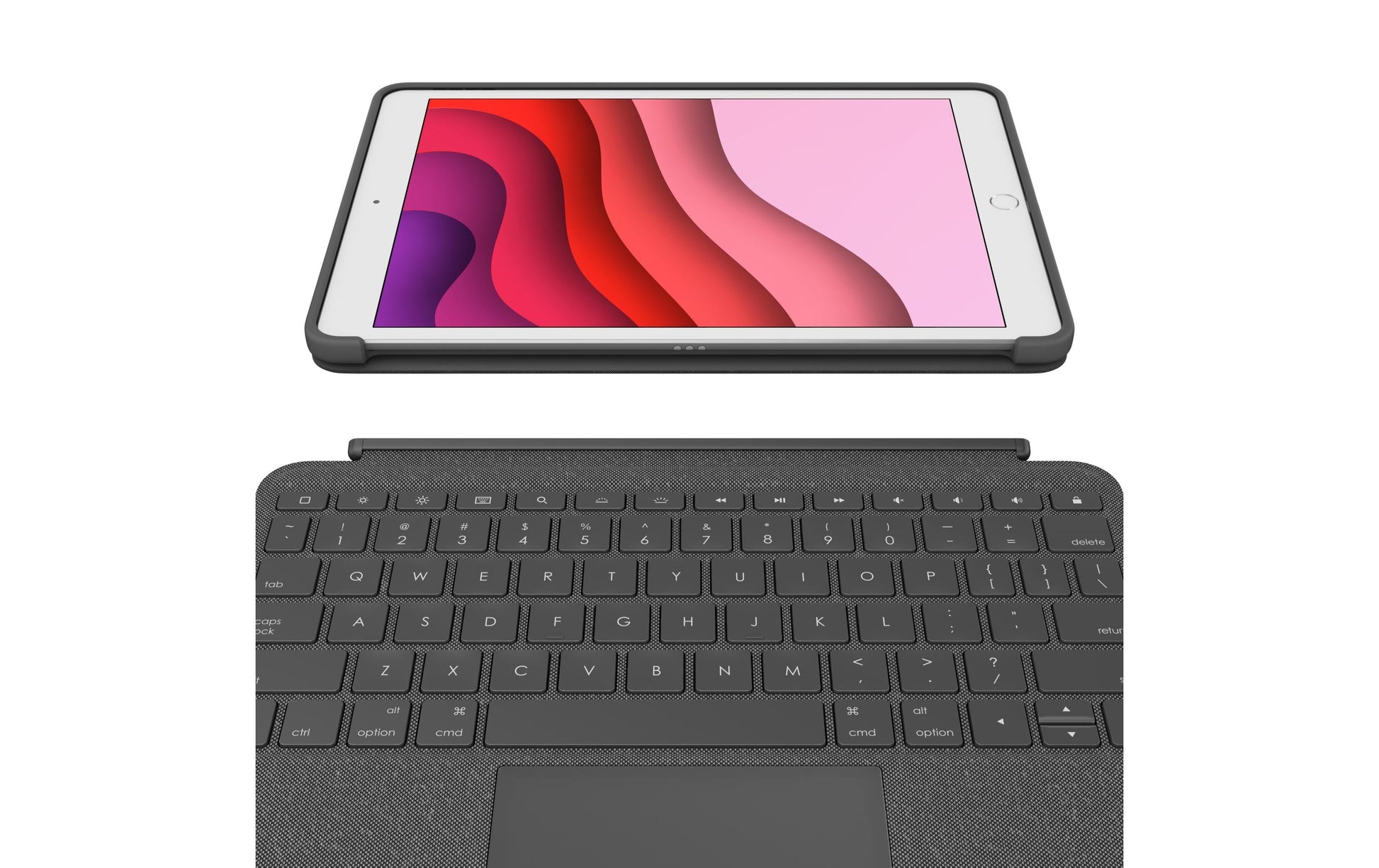 Logitech Combo Touch – Tastatur, CH-Layout (DE-CH), mit Touchpad, Grau – für iPad 7. & 8. Generation