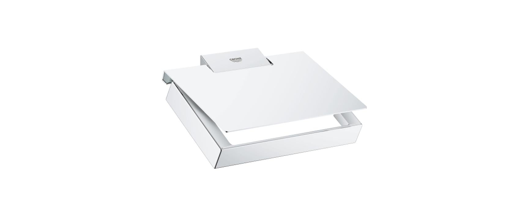 Grohe Toilettenpapierhalter Selection Cube mit Deckel – Metall/Chrom, Wandmontage
