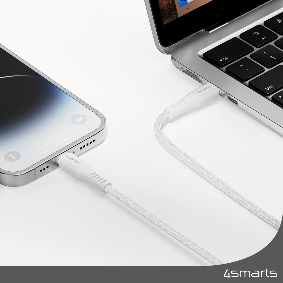 4smarts Kabel – USB-C auf Lightning 1,5 m, PD 30 W, MFi zertifiziert, geflochten – für iPhone/iPad