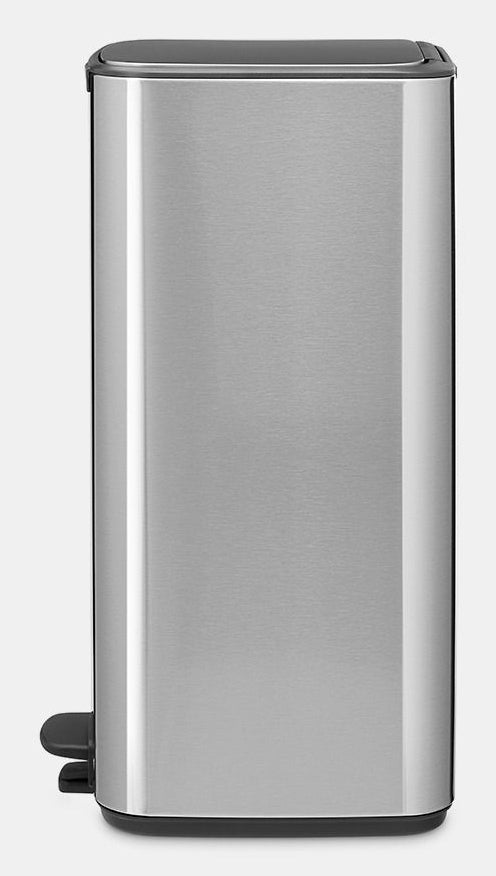 Brabantia Papierkorb Bo – 30 l – mit Deckel – Stahl, silber matt – B × H 288 × 647 mm