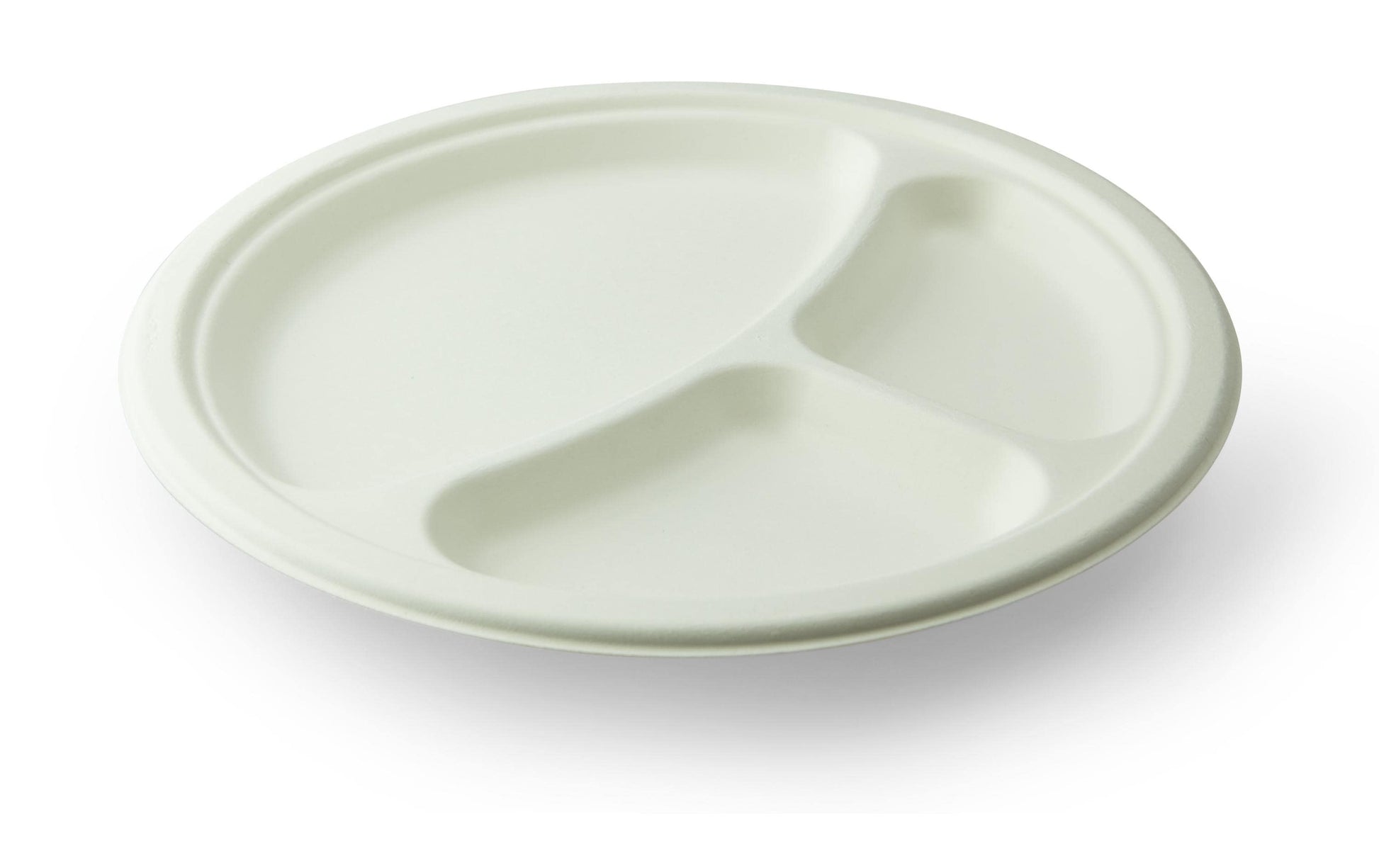 Sier Disposables Sier Mondial Teller, 3-geteilt Bagasse (Zuckerrohr) – Ø 25,8 cm, weiss – 40 Stk.