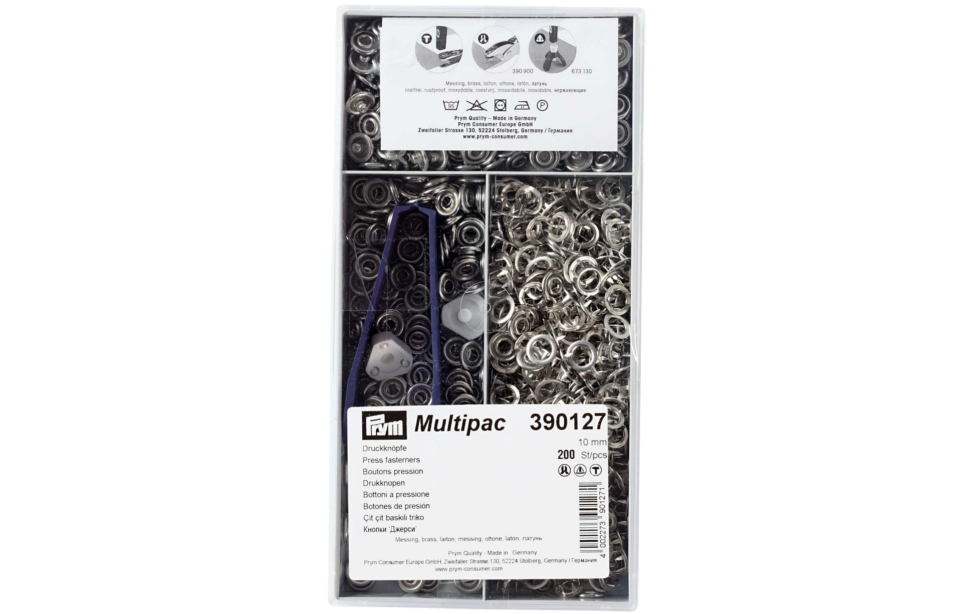 Prym Jersey-Ring-Druckknöpfe, 10 mm, Metall, Silber, 200 Stk.