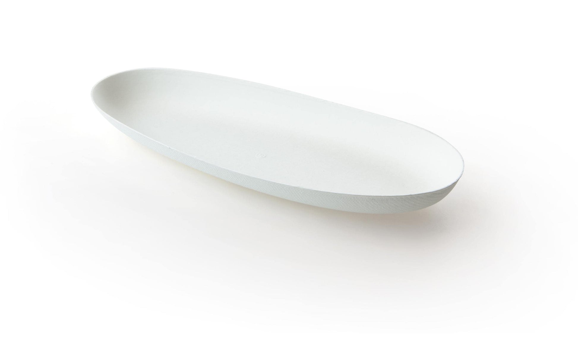 Sier Disposables Dekorativer Teller Bagastro, Bagasse (Zuckerrohr), oval – 21 × 8 cm, weiss – 40 Stk.