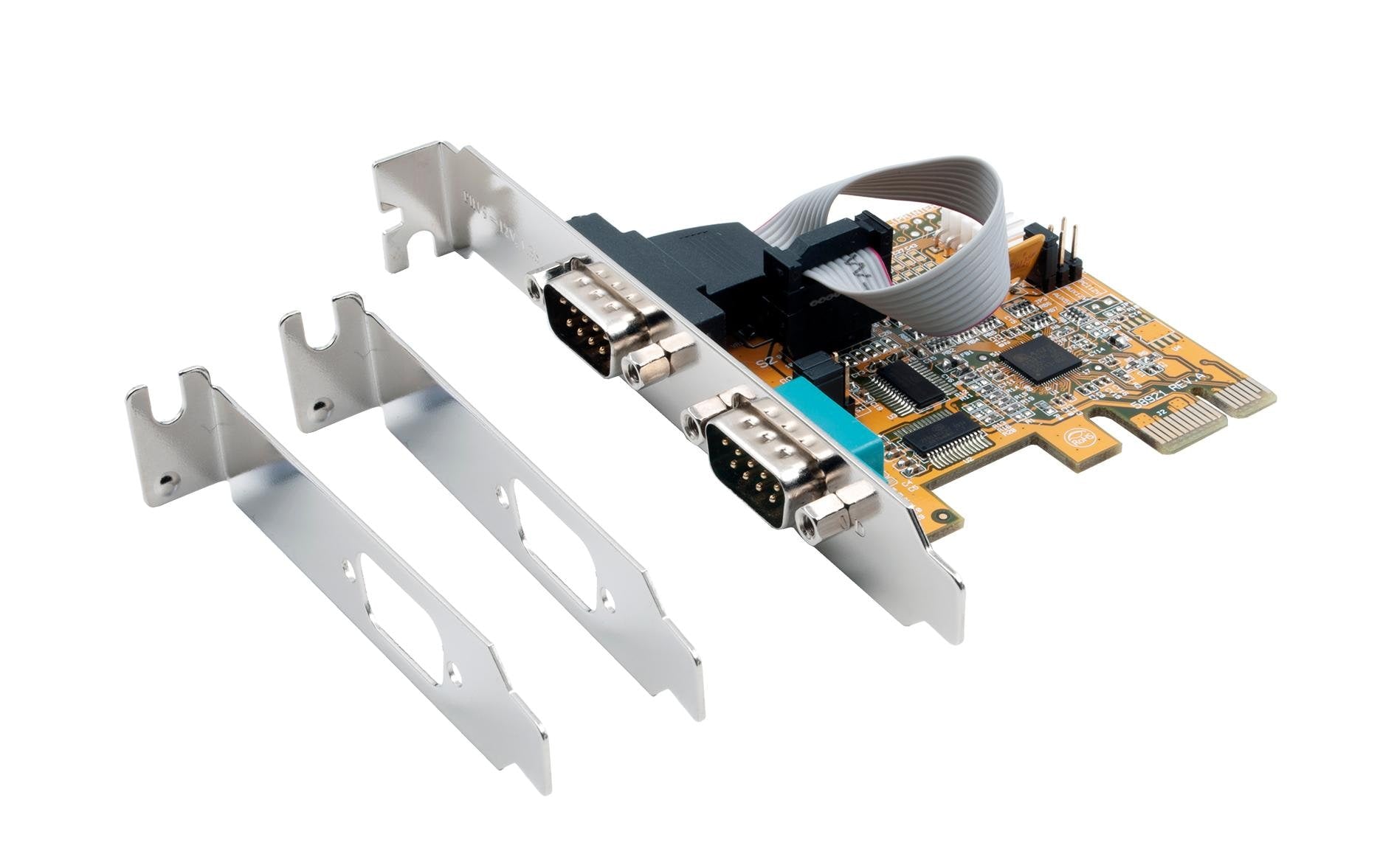 EXSYS EX-44082 PCIe x1 Karte – 2× RS-232 (DB-9), bis 921,6 Kbit/s – Low-Profile – für PC/Server