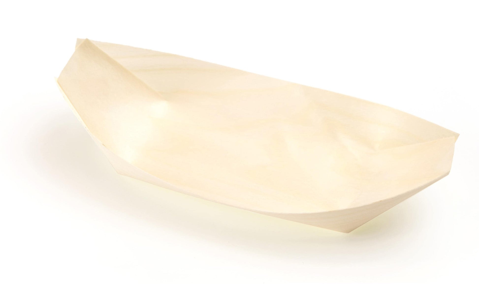 Sier Disposables Sier Fingerfood-Schale, Holz (Kiefer) – 140 × 77 mm, beige – FSC – 100 Stk.