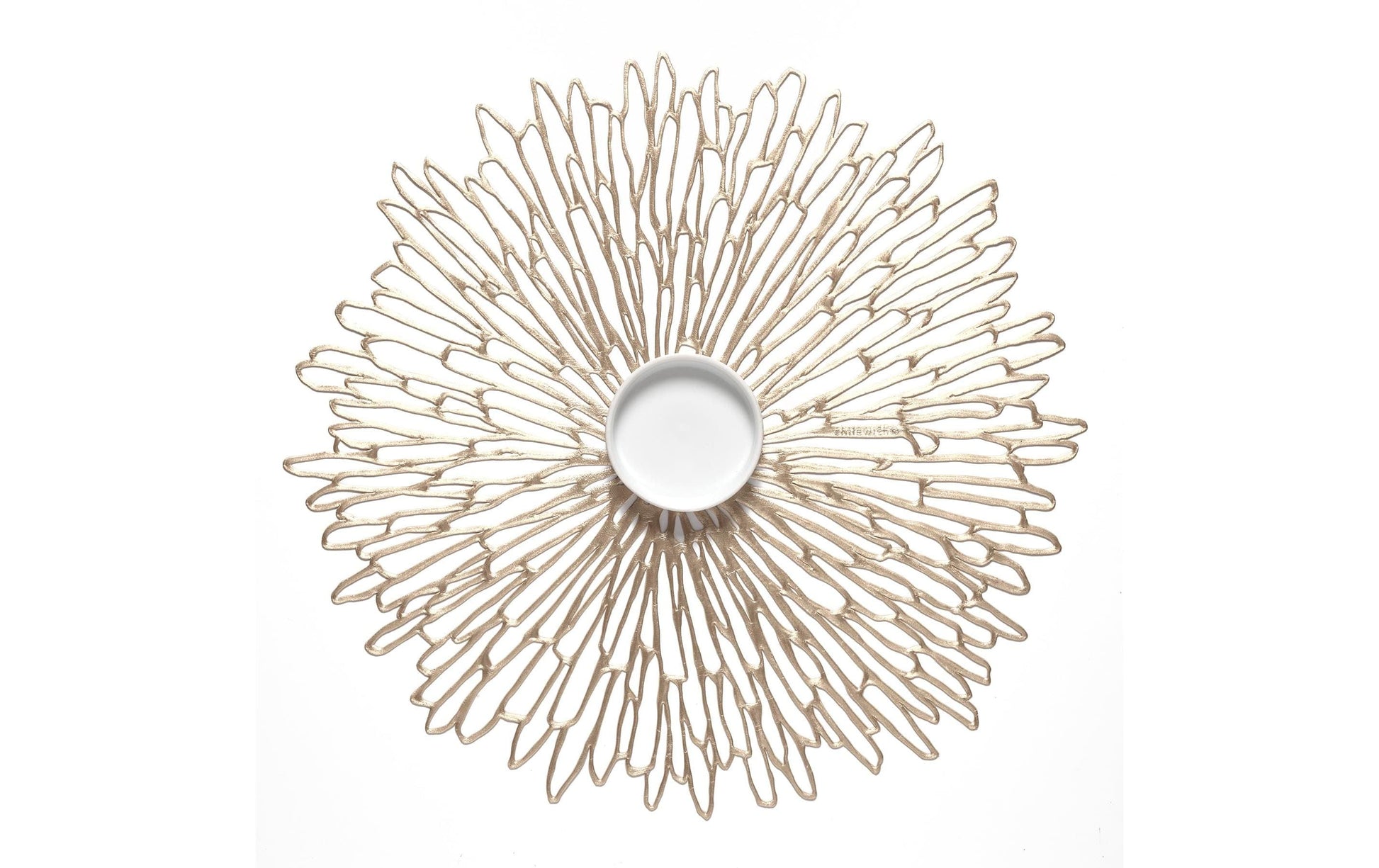 Chilewich Tischset Bloom – rund, Vinyl, Champagner, Ø40 cm