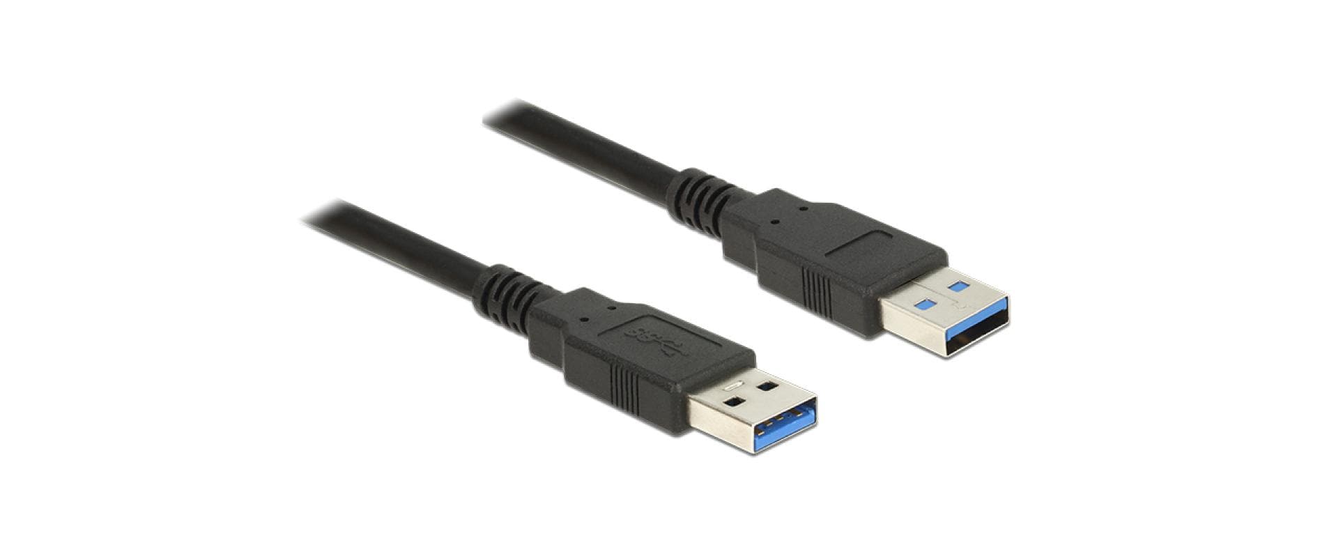 DeLOCK USB-Kabel – USB-A auf USB-A – USB 3.2 Gen 1 (5 Gbit/s) – 3 m – Goldstecker – Schwarz