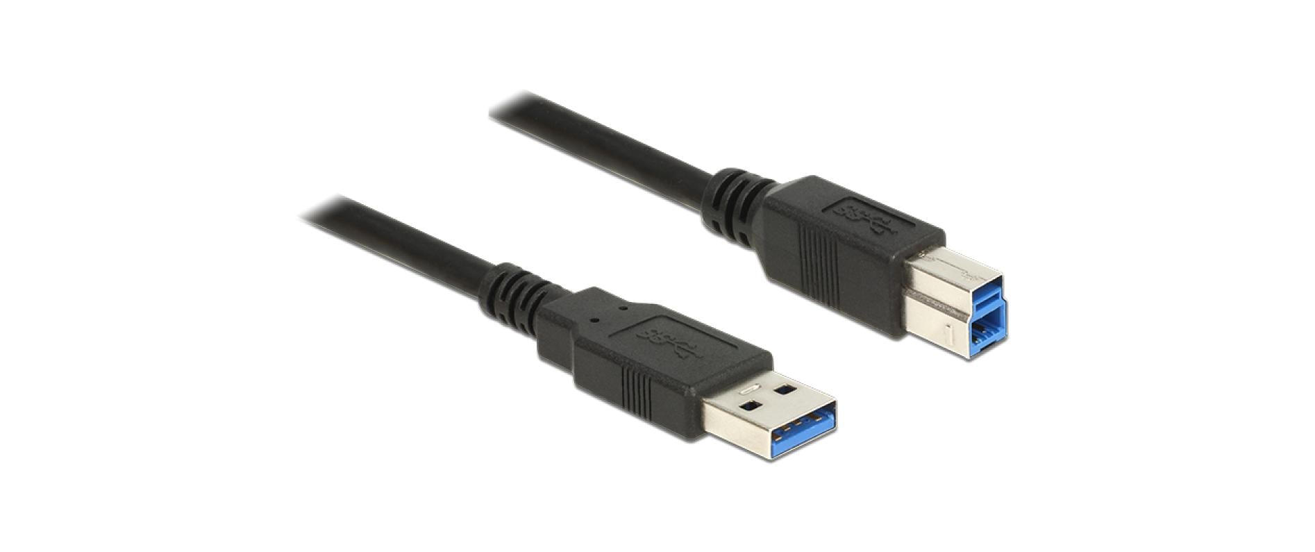 DeLOCK USB-A auf USB-B Kabel – USB 3.2 Gen 1 (5 Gbit/s) – 0,5 m – Goldstecker – Schwarz