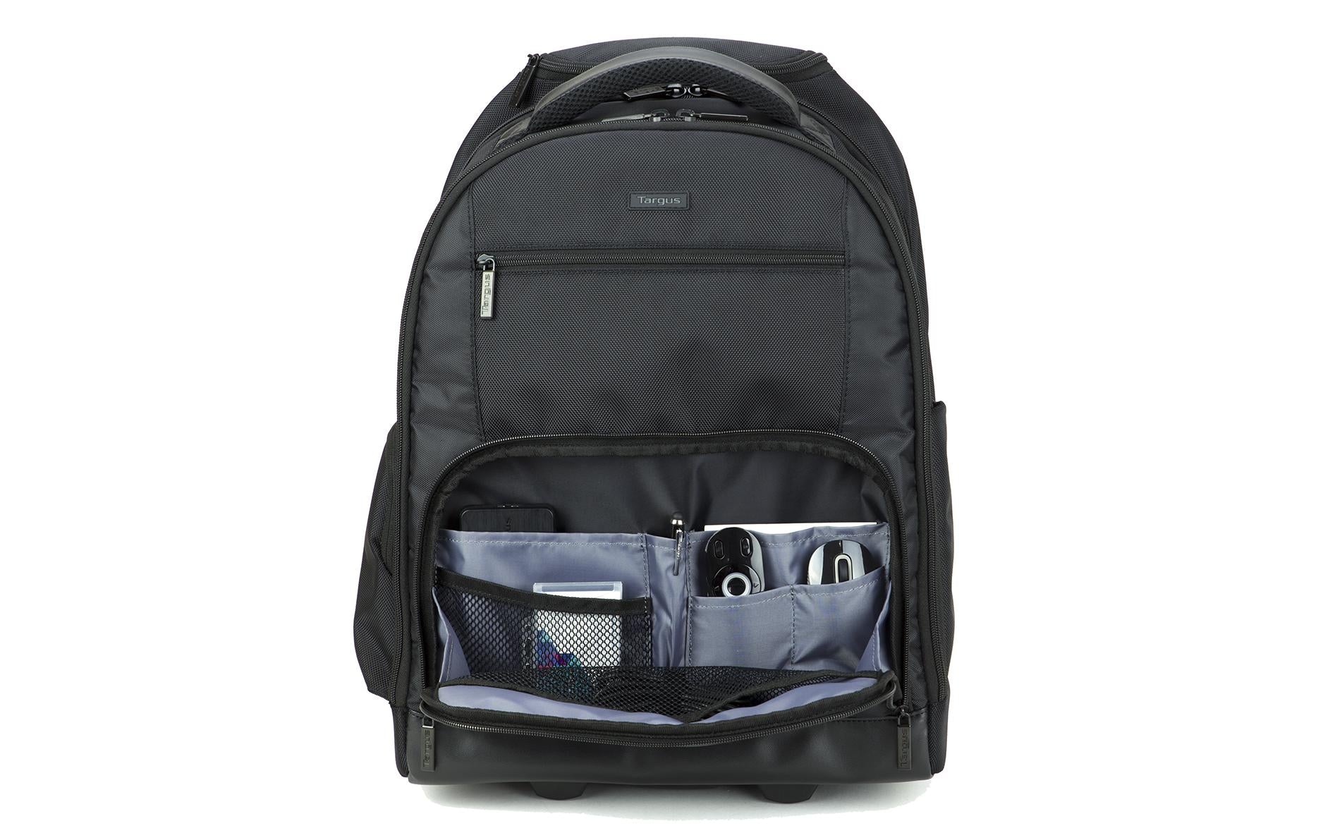 Targus Trolley-Rucksack – 30 l, mit Rollen, mit Tablet-Fach, Polyester – Schwarz, 220 × 515 × 360 mm