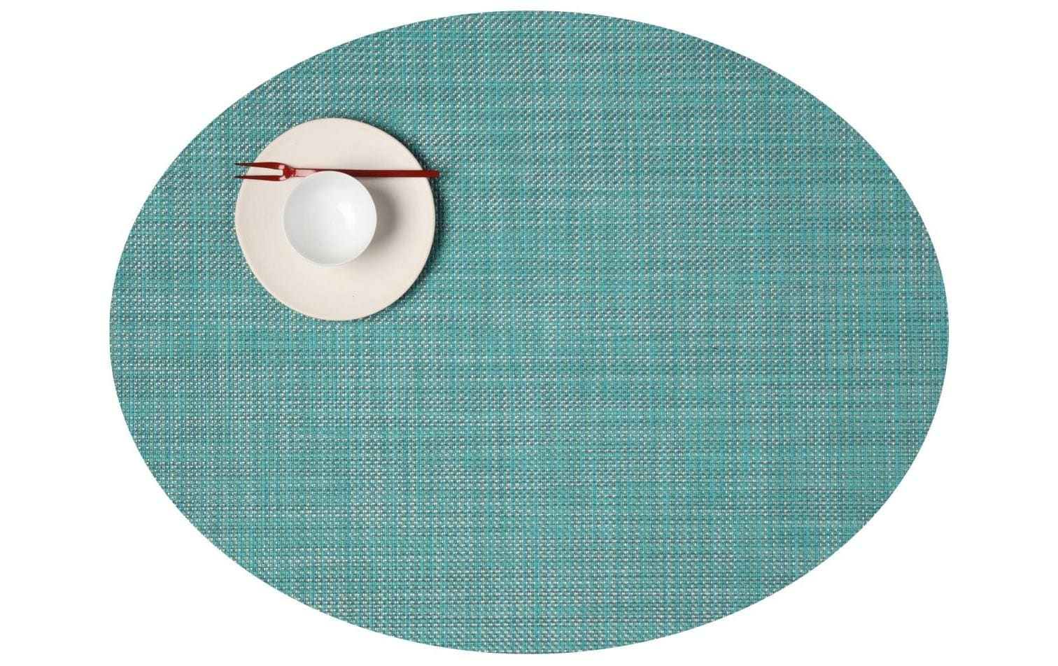 Chilewich Tischset – oval, PVC, türkis, 49 × 36 cm