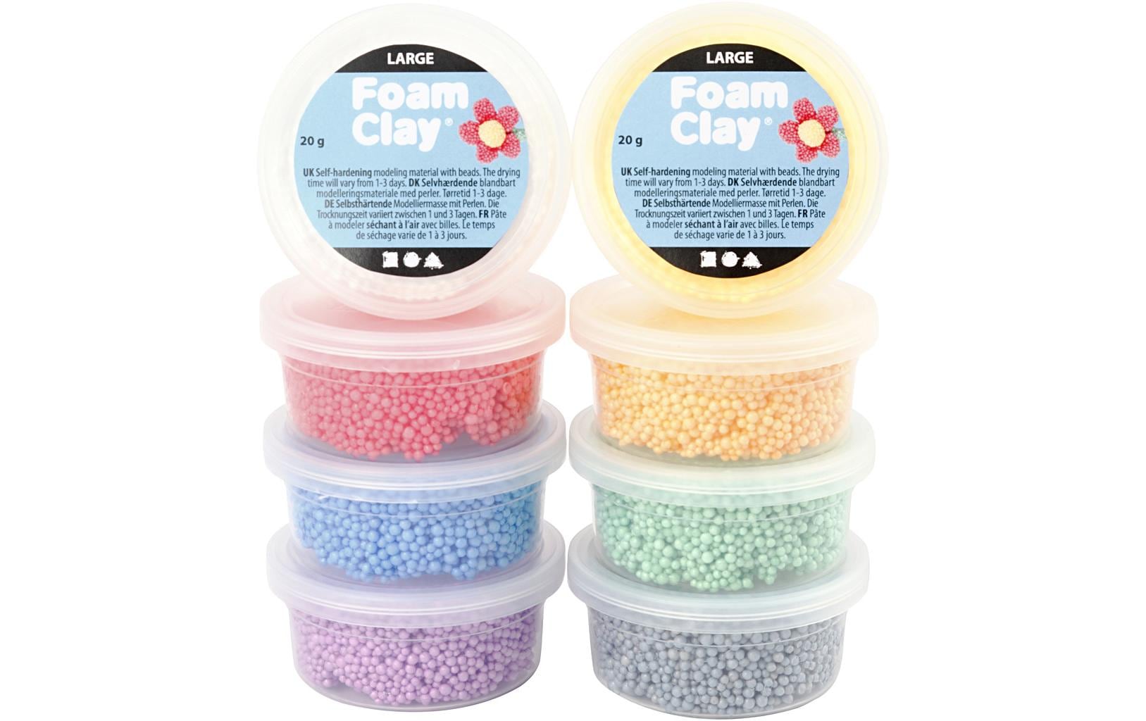 Creativ Company Modelliermasse (Foam Clay), Mehrfarbig, lufttrocknend, 160 g, 8 Stk.