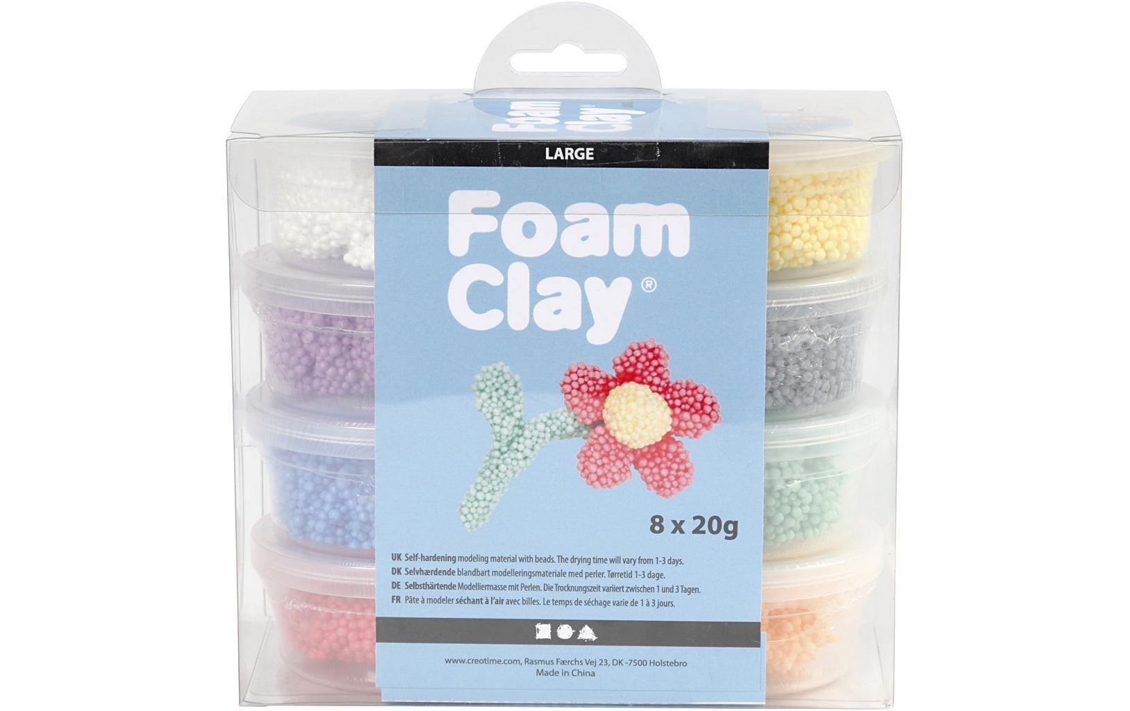 Creativ Company Modelliermasse (Foam Clay), Mehrfarbig, lufttrocknend, 160 g, 8 Stk.