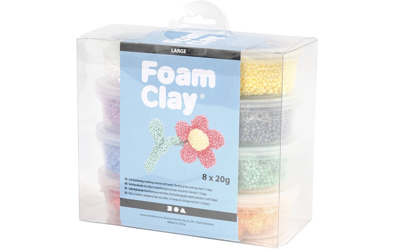 Creativ Company Modelliermasse (Foam Clay), Mehrfarbig, lufttrocknend, 160 g, 8 Stk.