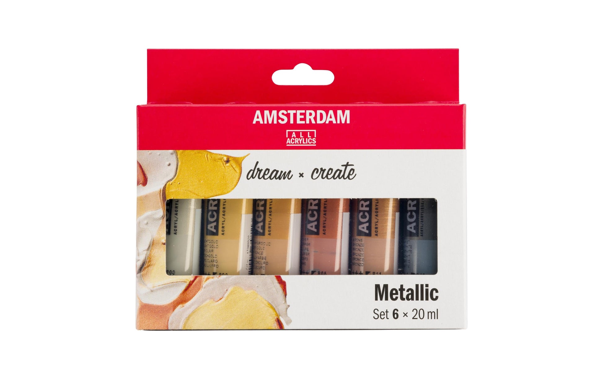 Royal Talens Amsterdam – Acryl Standard – Acrylfarbe – 6 Farben, metallic, 6 × 20 ml