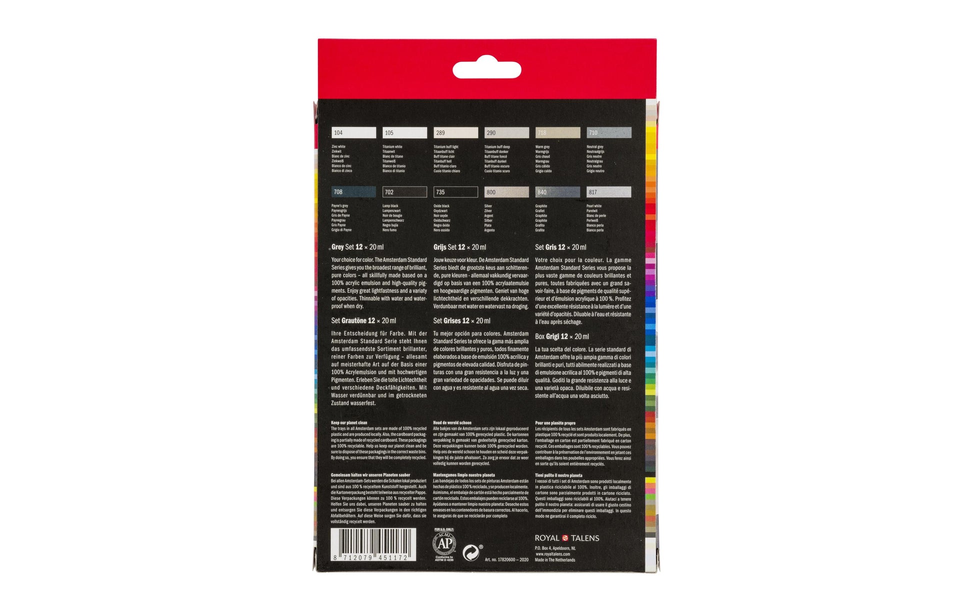 Royal Talens Amsterdam – Acryl Standard – Acrylfarbe – Set – 12 Farben, 12 × 20 ml