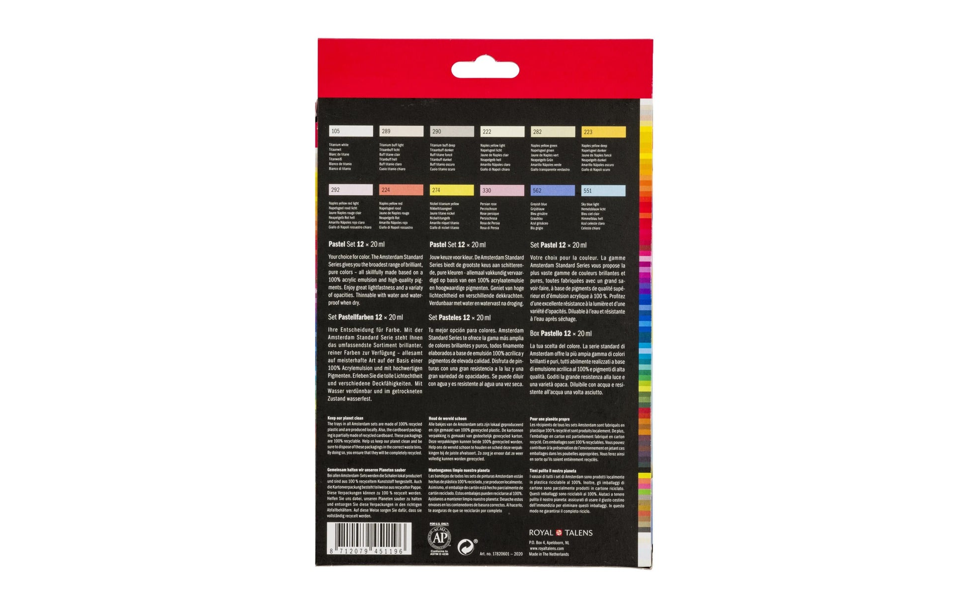 Royal Talens Amsterdam – Acryl Standard – Acrylfarbe – Set – 12 Farben, sortiert, 12 × 20 ml