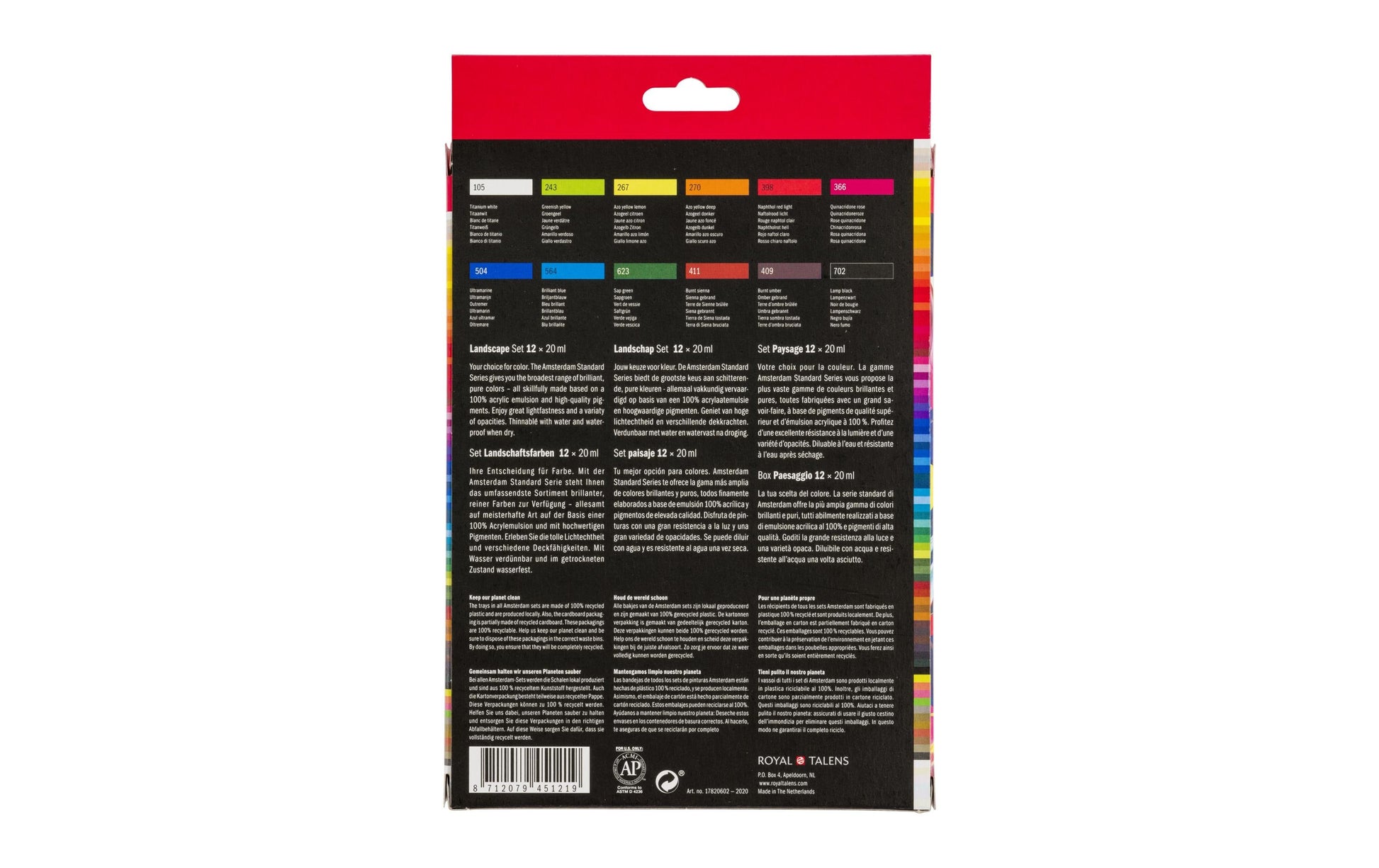 Royal Talens Amsterdam – Acryl Standard – Acrylfarbe – Set – 12 Farben, 12 × 20 ml