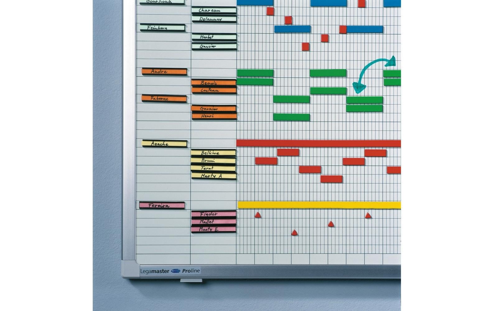 Legamaster Jahresplaner mit Stiftablage, Alurahmen, Wandmontage, 12 Monate – 150 × 50 cm, Weiss