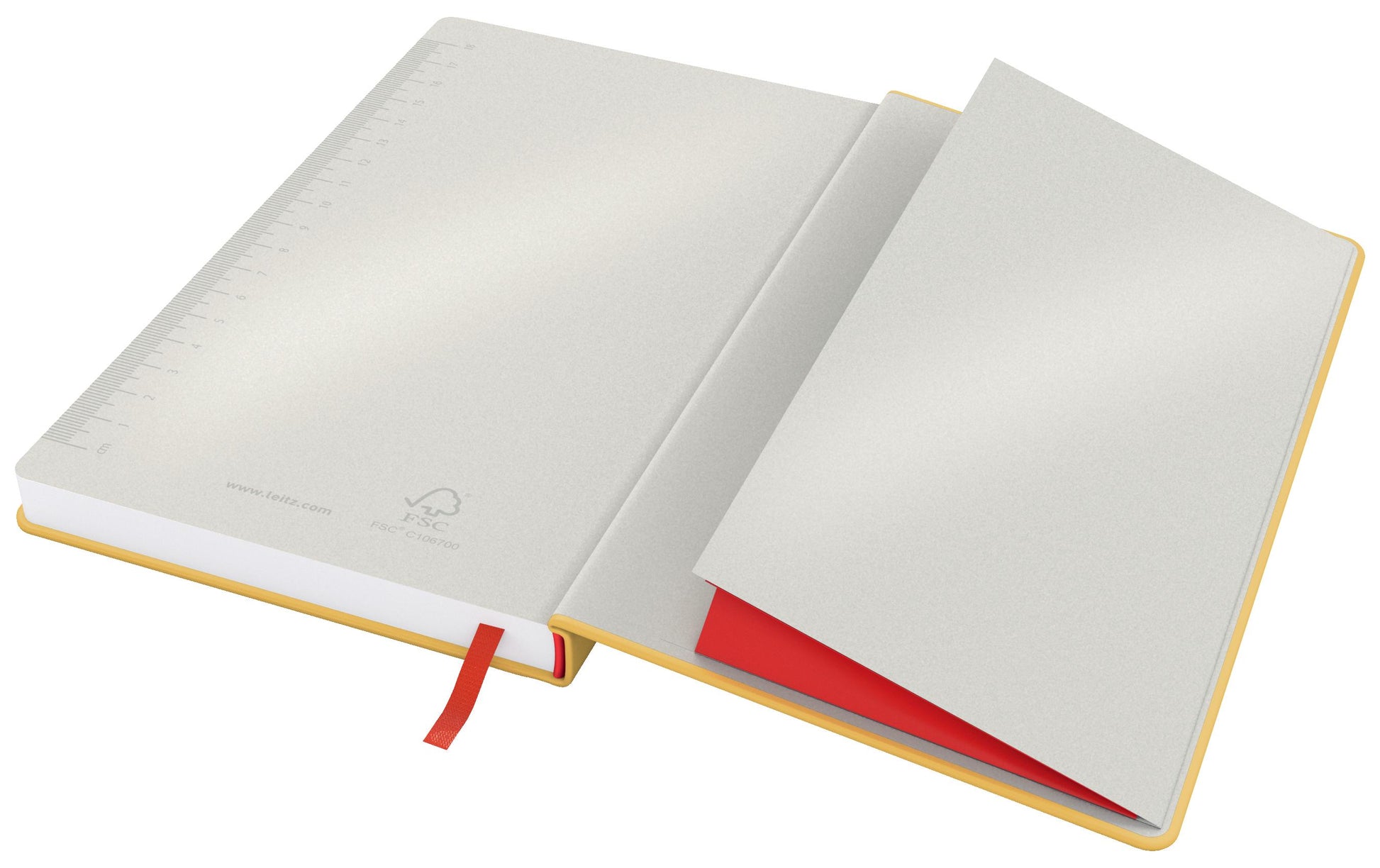 Leitz Notizbuch – A5 – Liniert 5 mm – 80 Seiten – 100 g/m² – Hardcover, Gummiband, Gelb
