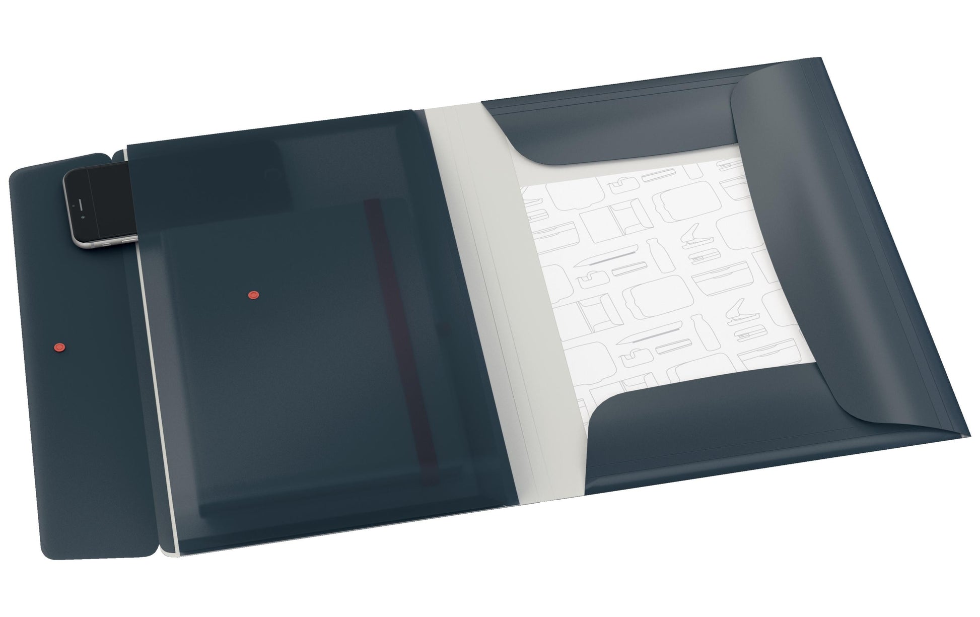 Leitz Zeichenmappe Cosy A4 – 3 Klappen, Gummiband, Polypropylen (PP), Schwarz, bis 150 Blatt