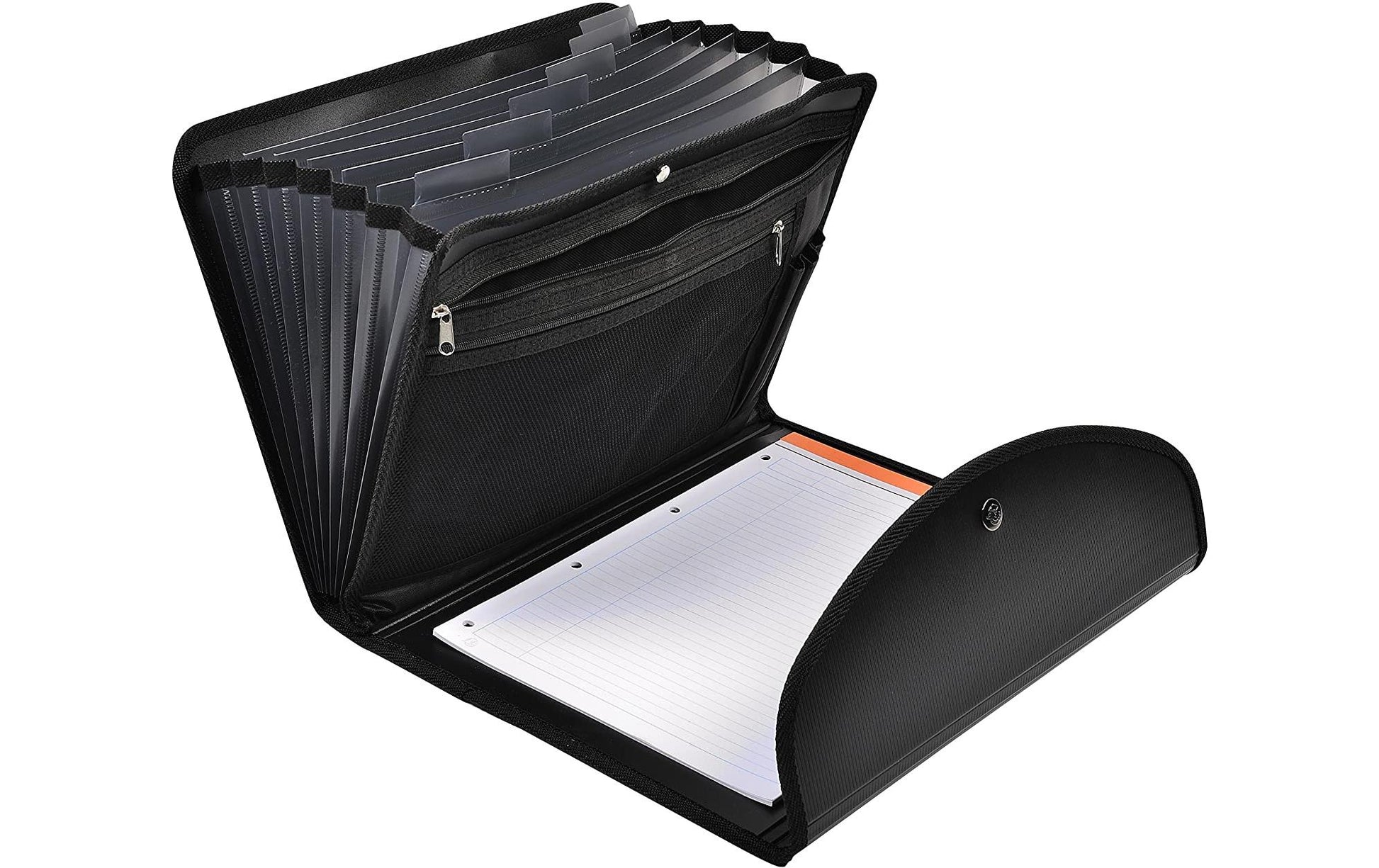 Exacompta Exafolio A4 Fächermappe – 6 Fächer, Polypropylen (PP), Schwarz, mit Schreibblockhalter, Laptopfach
