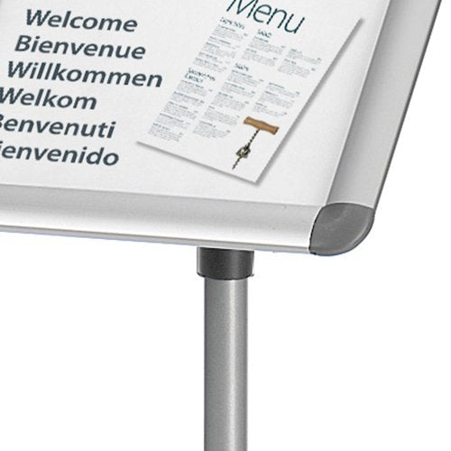 Nobo Infoständer Premium Plus – für A4 Hoch-/Querformat, silber/hellgrün, Metall, 300×300×850 mm