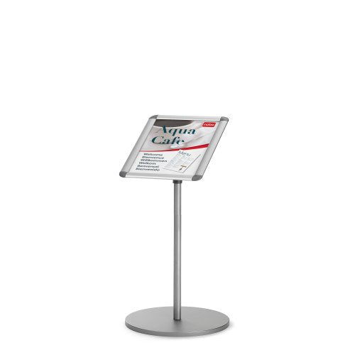 Nobo Infoständer Premium Plus – für A4 Hoch-/Querformat, silber/hellgrün, Metall, 300×300×850 mm