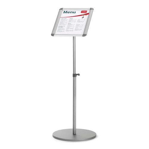 Nobo Infoständer Premium Plus – für A4 Hoch-/Querformat, silber/hellgrün, Metall, 300×300×850 mm
