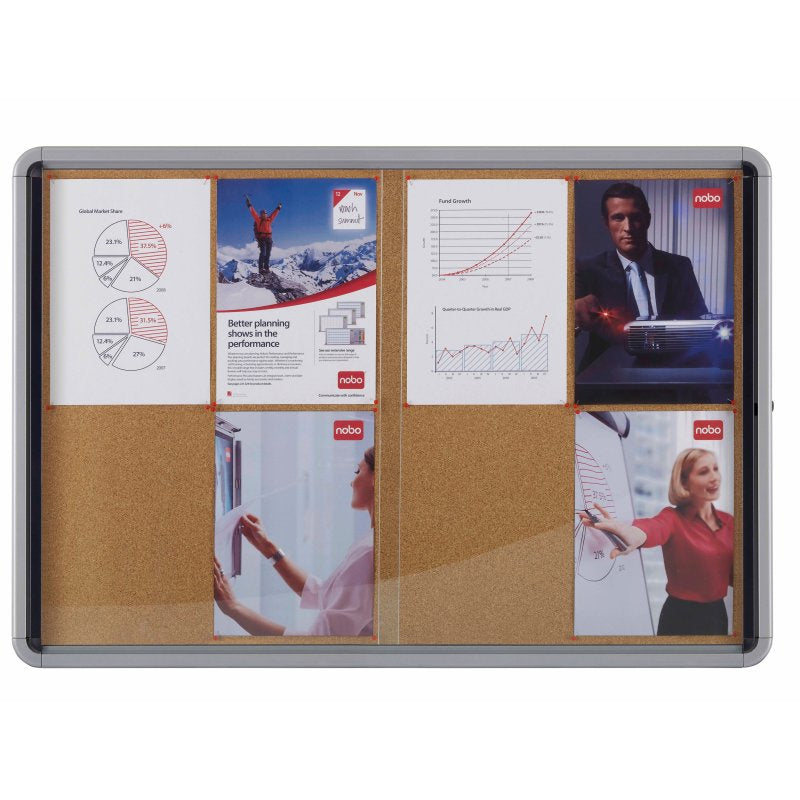 Nobo Schaukasten, 12 × A4 – Aluminium, Sicherheitsglas, abschliessbar, Innenbereich, 104 × 104 cm