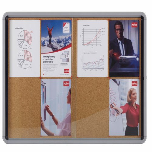 Nobo Schaukasten, 12 × A4 – Aluminium, Sicherheitsglas, abschliessbar, Innenbereich, 104 × 104 cm
