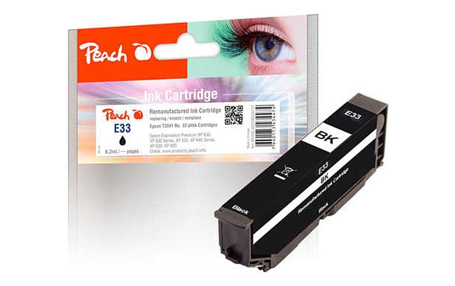 Peach T3341/No33 Foto-Schwarz Tintenpatrone (Kompatibel) – 6,2 ml – für Epson XP-530/XP-540/XP-630…