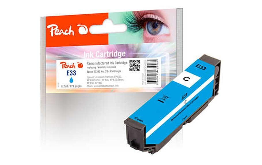 Peach T3342/No33 Cyan Tintenpatrone (Kompatibel) – 330 Seiten – für Epson XP-530/XP-540/XP-630 …