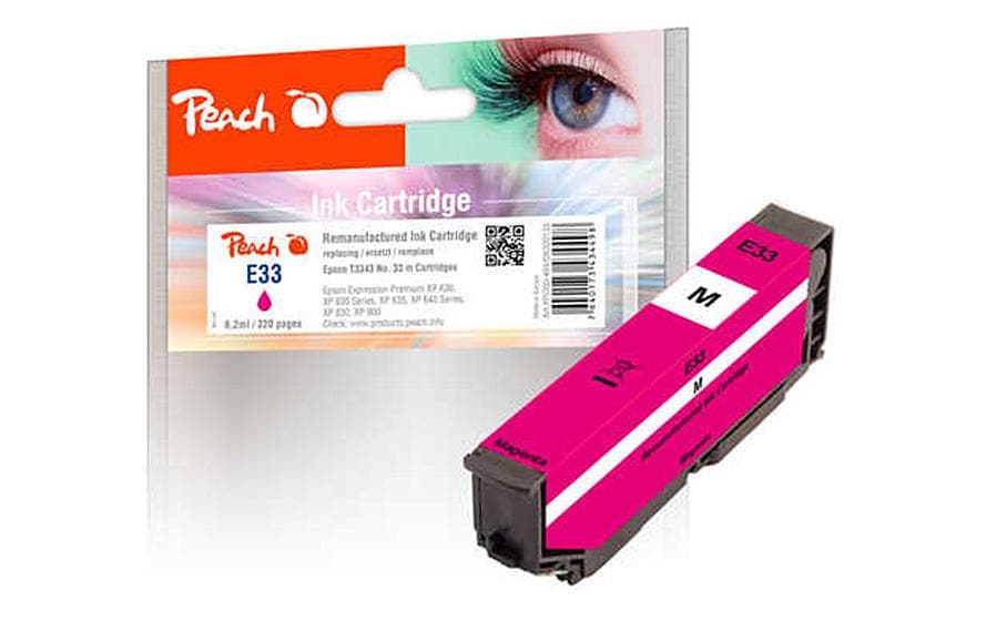 Peach T3343/No33 Magenta Tintenpatrone (Kompatibel) – 330 Seiten – für Epson XP-530/XP-540/XP-630 …