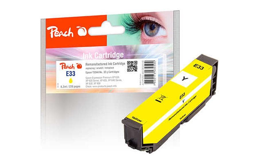 Peach T3344/No33 Gelbe Tintenpatrone (Kompatibel) – 330 Seiten – für Epson Expression Premium XP-530/XP-540 …