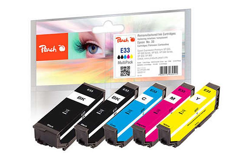 Peach Tintenpatronen-Multipack T3337/No33, 5er-Pack, kompatibel – für Epson Expression Premium XP-530, XP-540