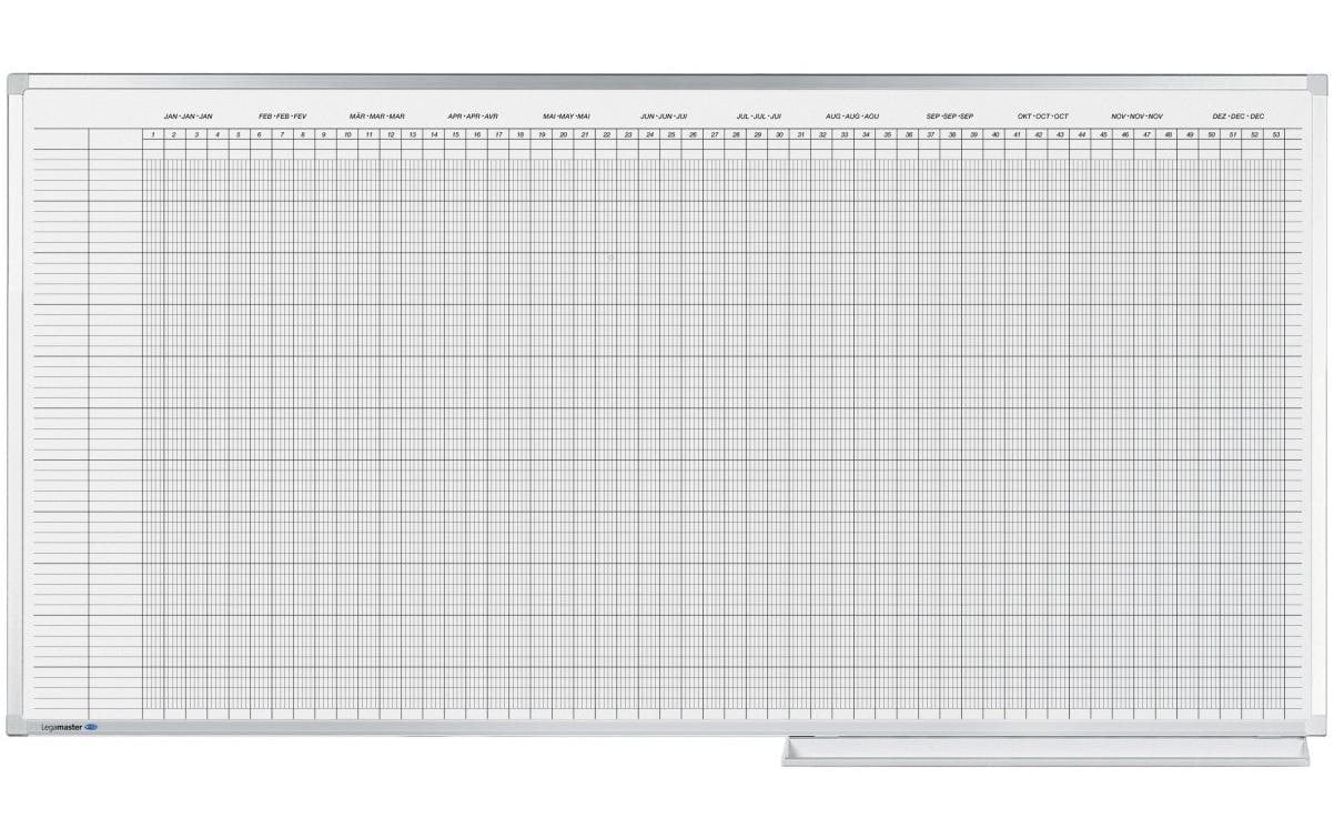 Legamaster Jahresplaner, Professional, Alurahmen, Wandmontage, 12 Monate – 150 × 100 cm, Weiss