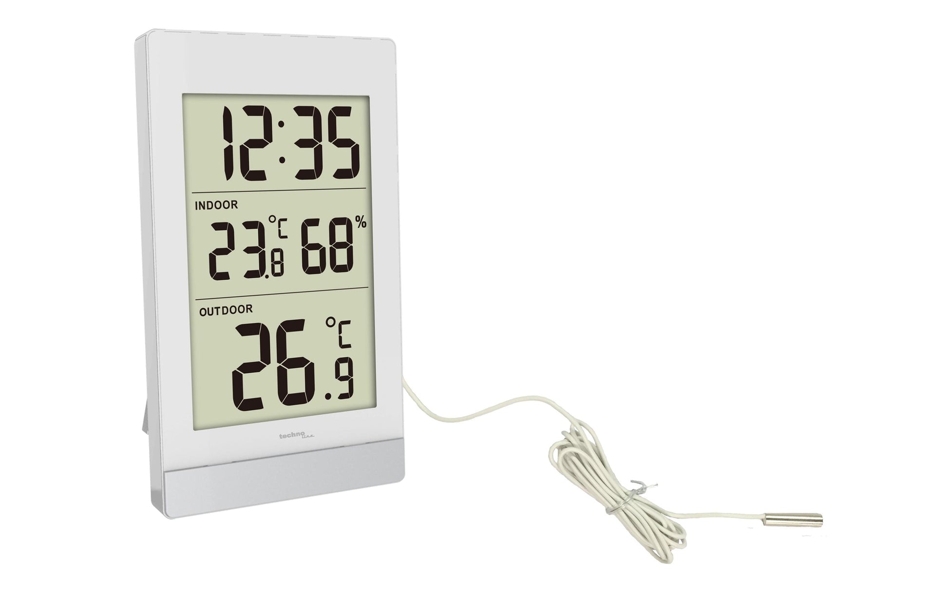 Technoline WS7039 – Wetterstation, innen/aussen, Hygrometer & Thermometer, inkl. Aussensensor – Silber/Weiss